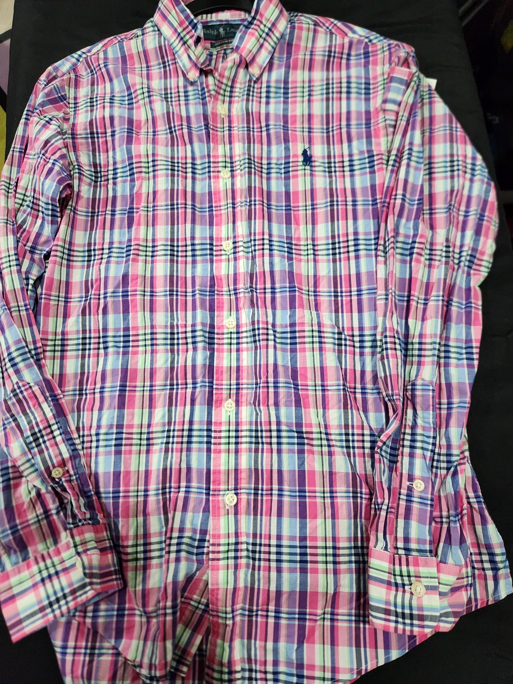 Ralph Lauren Pink and Blue Plaid Button-Down Shirt